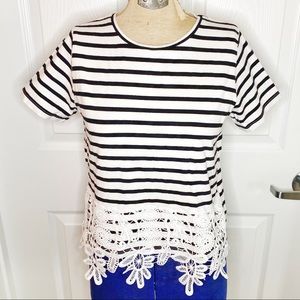 NWOT Zara Basic Crochet Lined Striped G16